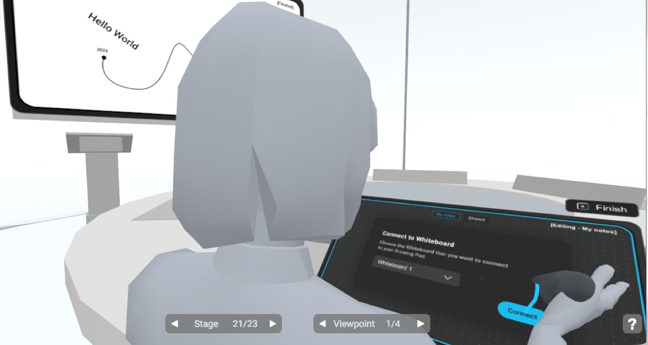 ShapesXR wireframe: connecting a personal board to a shared whiteboard
